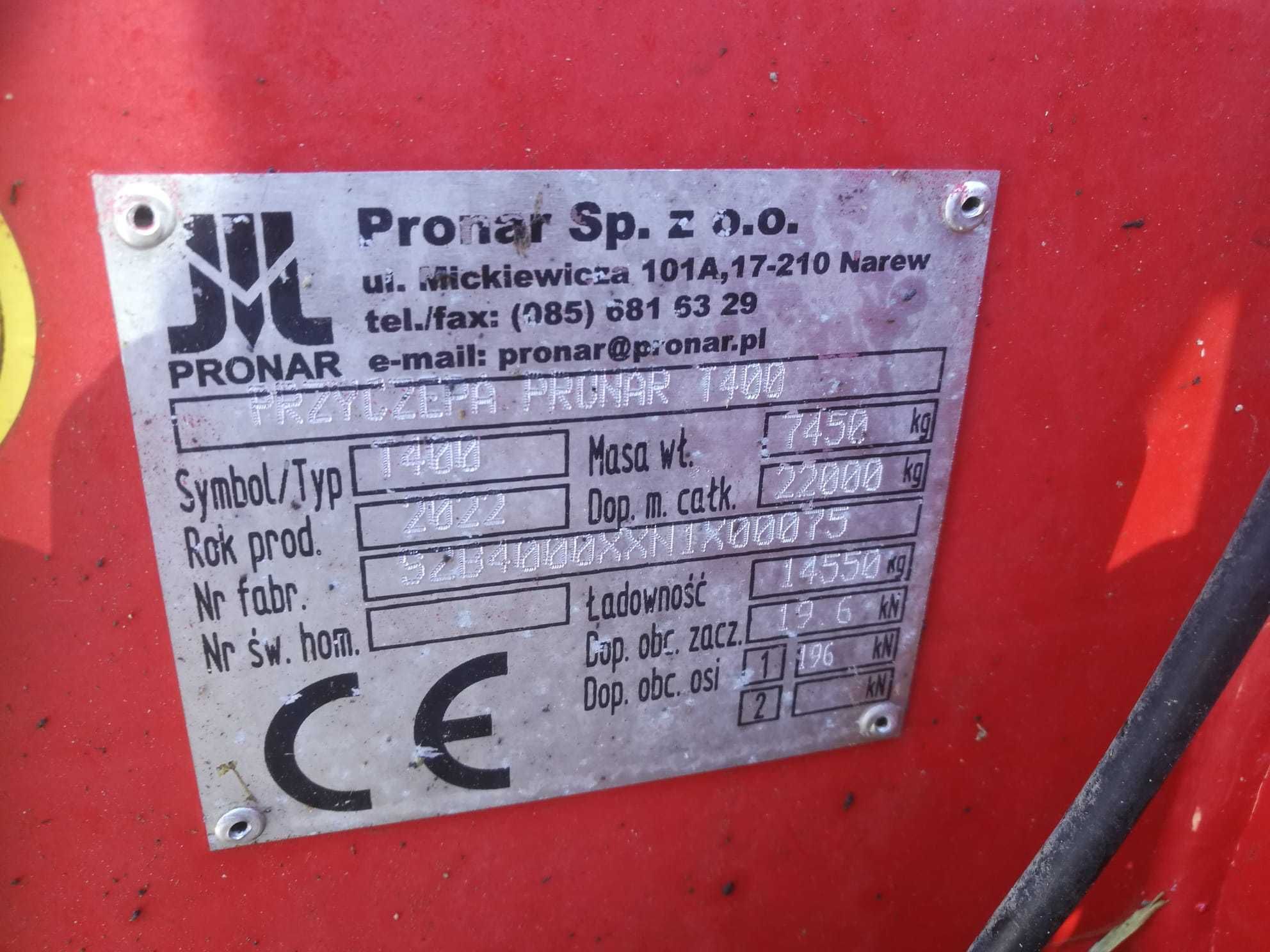 Przyczepa objętościowa 40M3 Pronar T400 gwarancja do 2026