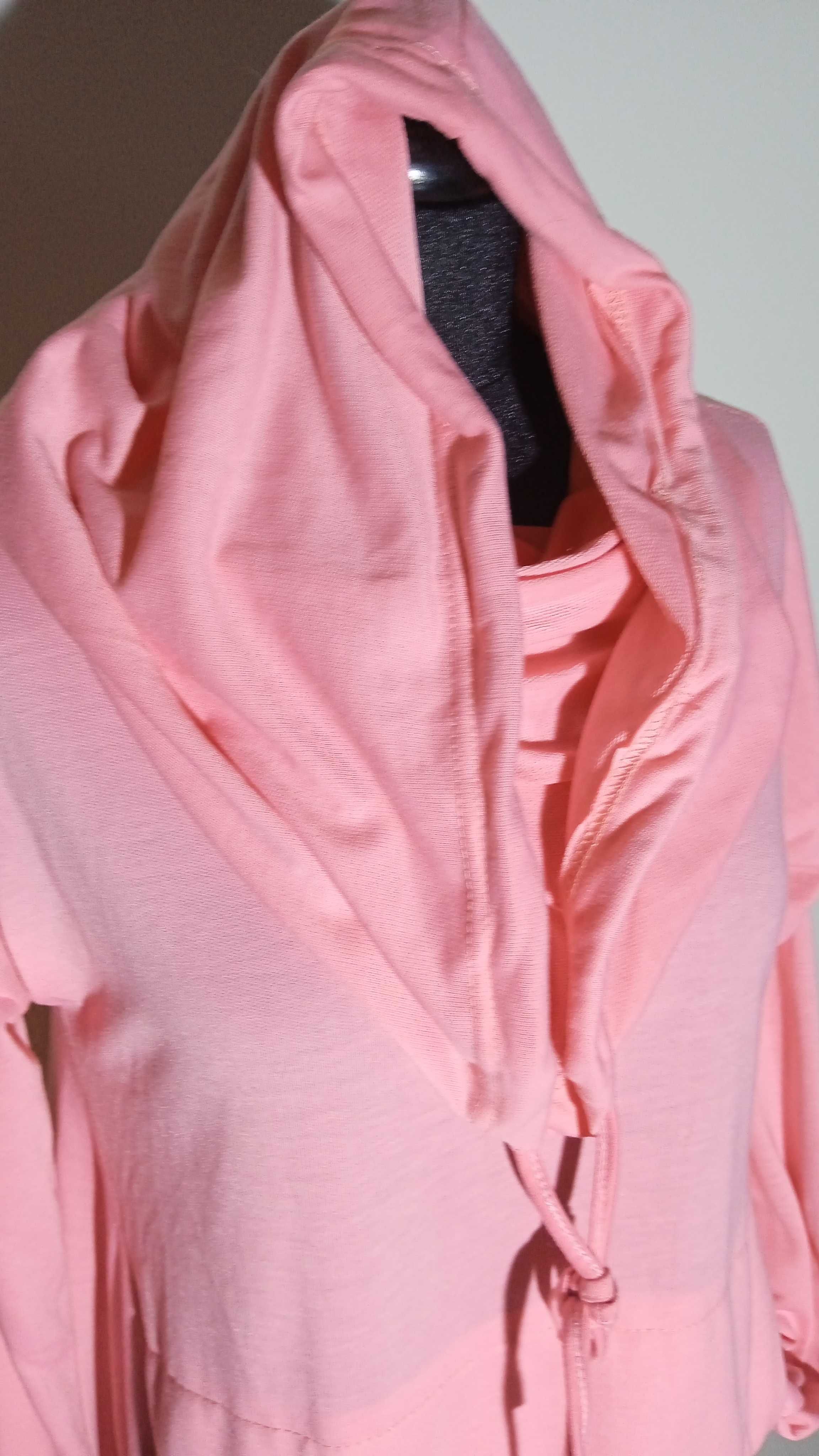 Bluza/tunika z kapturem/tunelem asymetryczna różowa pink tunic