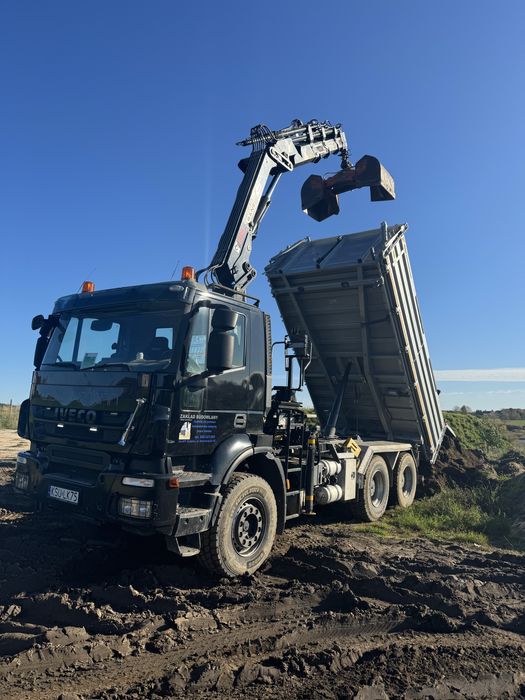Transport+HDS z łyżką /widłami do palet wywrotka | koparko-ładowarka