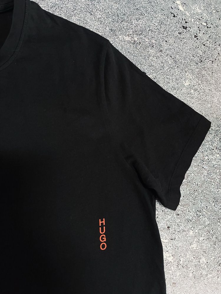 Черная премиальная футболка мужская новых коллекций Hugo Boss Оригинал