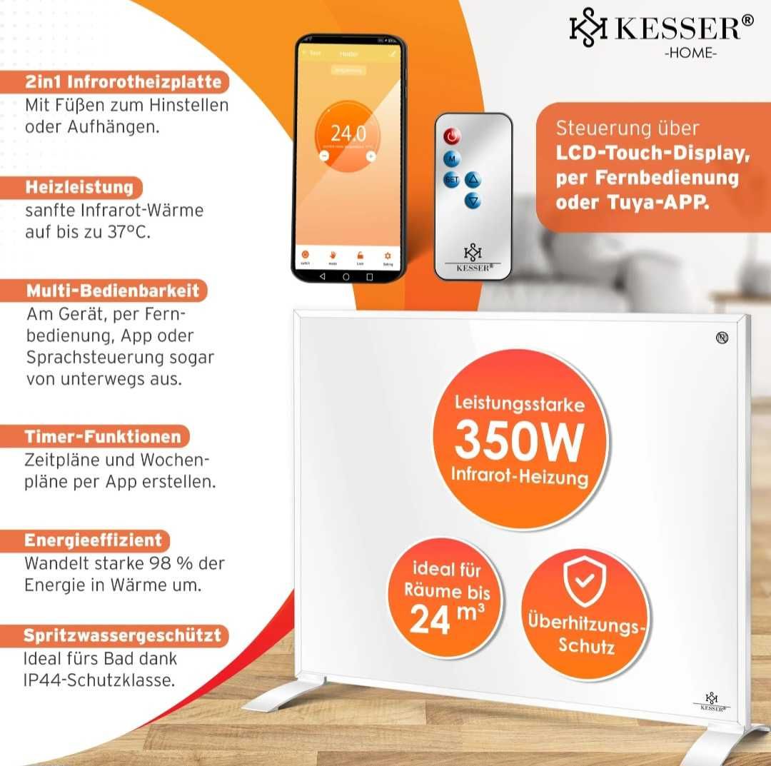Grzejnik promiennik podczerwieni 2w1 Wifi Smart IP44 KESSER 350W