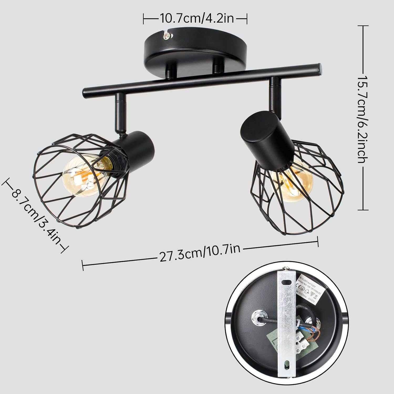 Lampa sufitowa na dwie żarówki