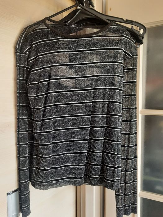 Koszulka damska, świecąca, srebrno-czarna