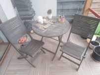 Silvertree Komplet stół i dwa krzesła drewno egzotyczne taras, balkon!