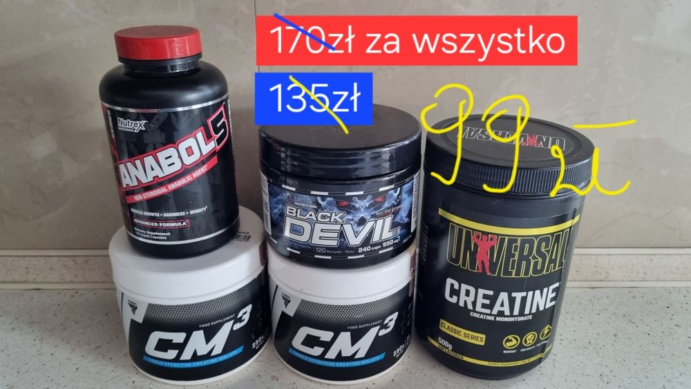 Suplementy BLACK DEVIL, kreatyna CM3 biała cola, CREATINA, ANABOL 5
