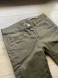 Spodnie jeansy Zara woskowane zielone khaki skinny rozmiar 36