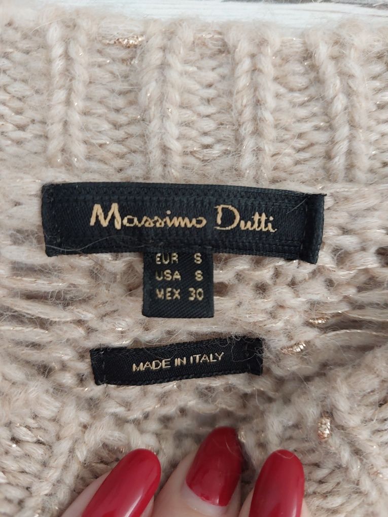 Sweter z złota nitką Massimo Dutti S M z wełną i alpaką