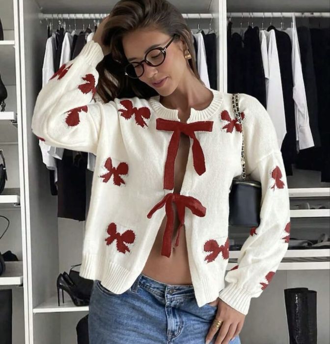 Кофта кардиган з бантиками, розмір М-Л