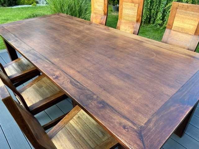 Stół 220x95cm + krzesła 6szt z drewna egzotycznego