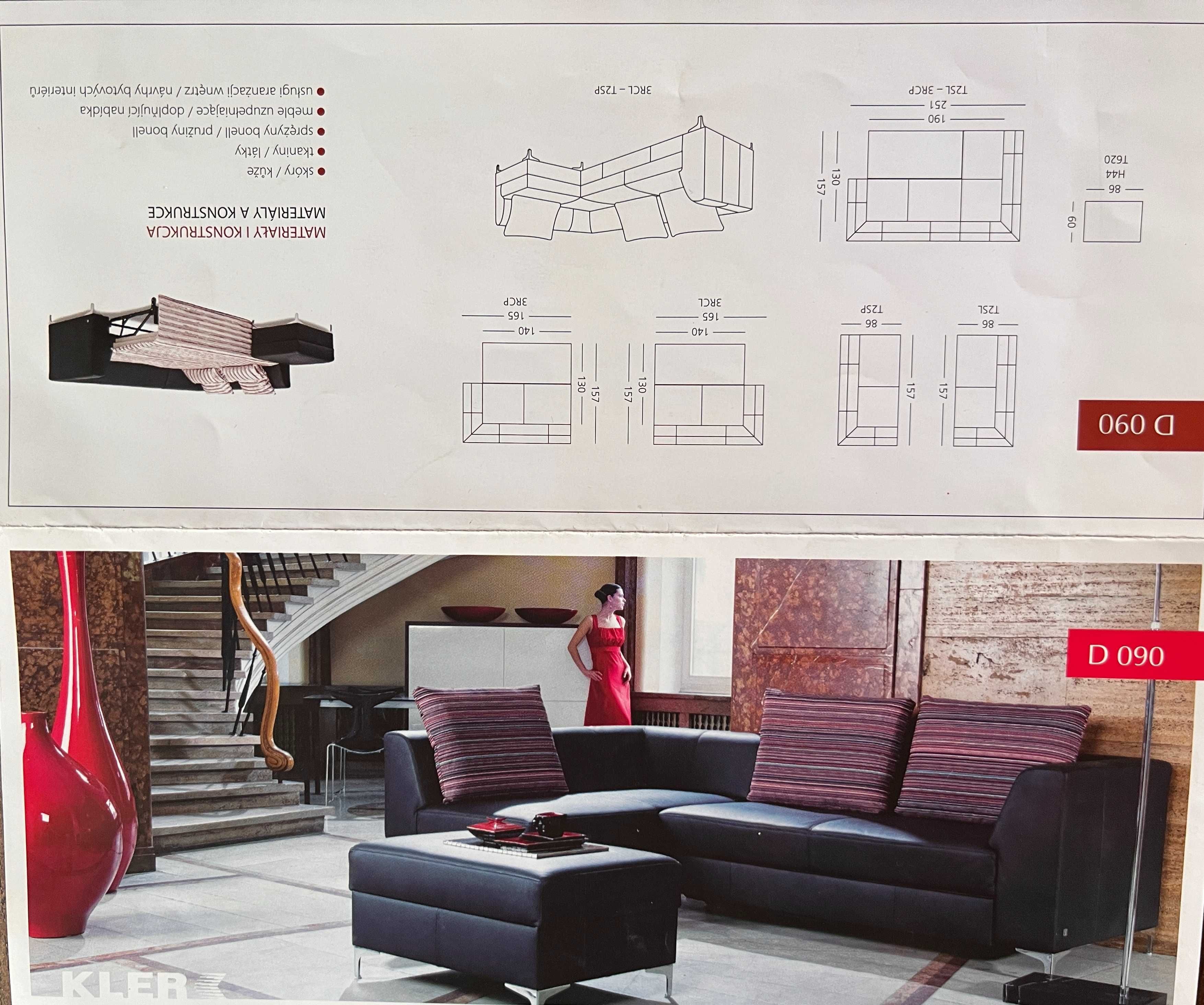 Kler D090 sofa kanapa funkcja spania, skóra, tkanina, zadbany.