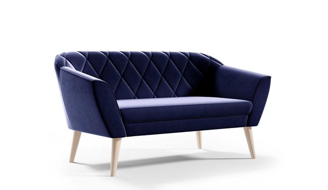 Sofa skandynawska do salonu przedpokoju tapicerowana przeszycia