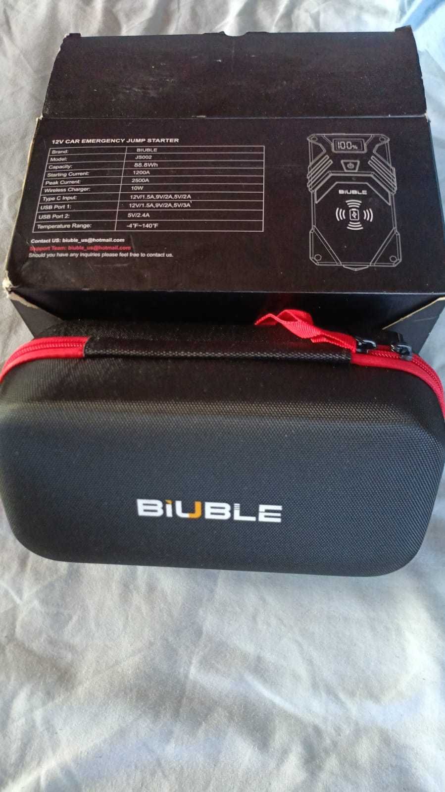 BIUBLE Arrancador de baterias de carro, 2500A 24000 mAh 12 V