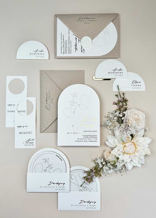 Zaproszenia ślubne nowoczesne Line próbka
