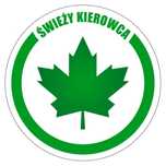NAKLEJKI naklejka ŚWIEŻY KIEROWCA zielony listek 15cm 2szt