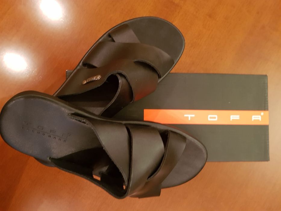 Шлёпанцы кожаные мужские (стелька 27,5 см)