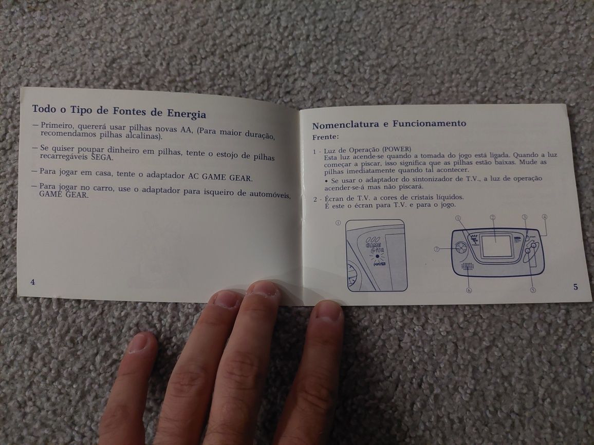 manual de instruções da consola Sega Game Gear