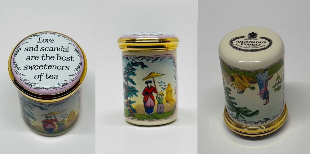 Caixinha de rosca artesanal Halcyon Days Enamels «Love and scandal...»