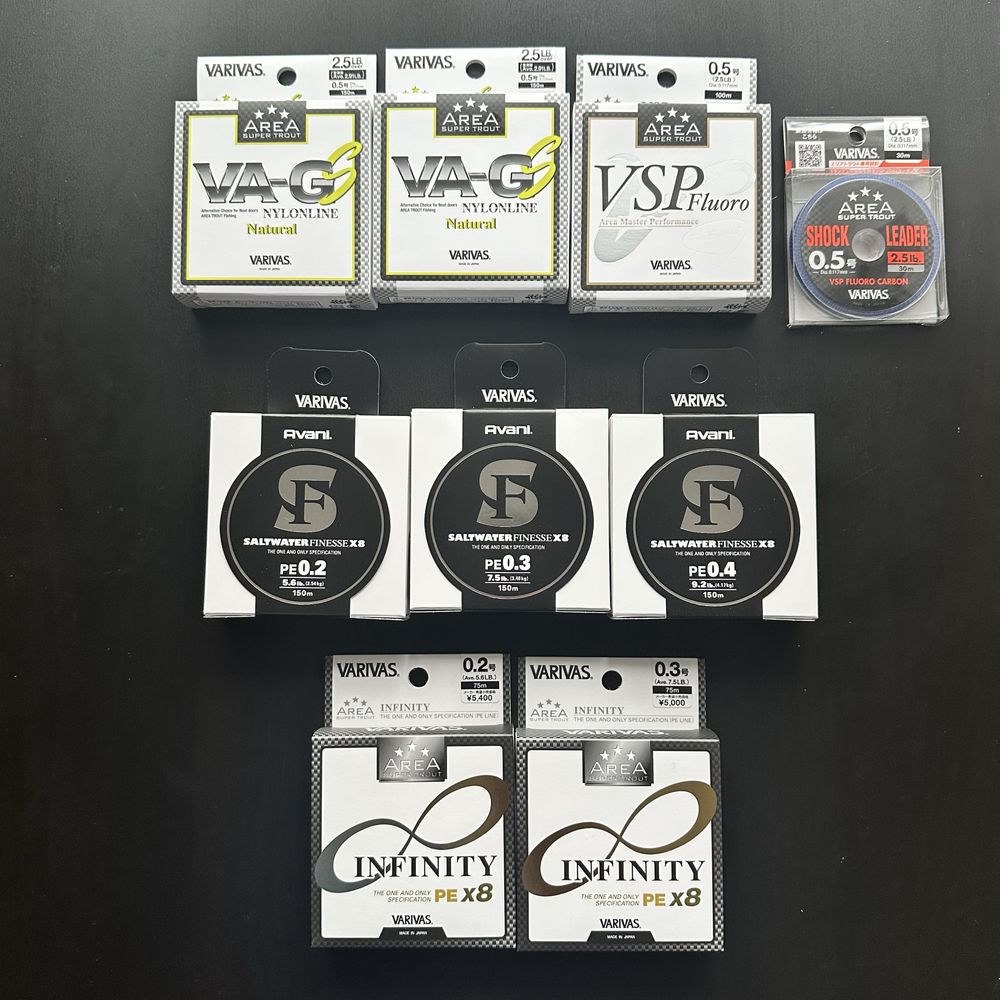 Plecionka, Ester, Żyłka, Fluorocarbon Varivas, Duel,.. (Area Trout)