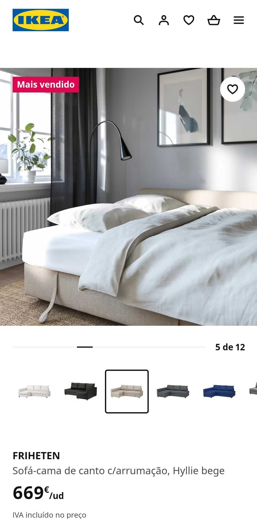 Sofá-cama c/ arrumação do IKEA "FRIHETEN" - Hyllie bege como novo