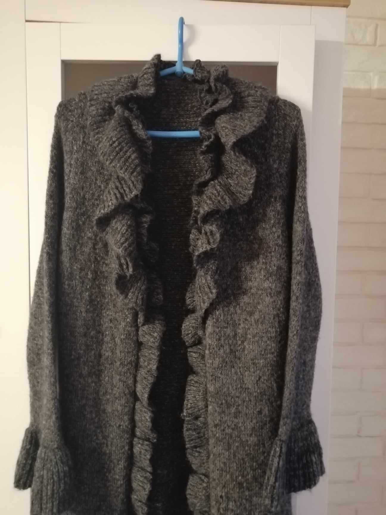 Moherowy długi sweter, kardigan oversize