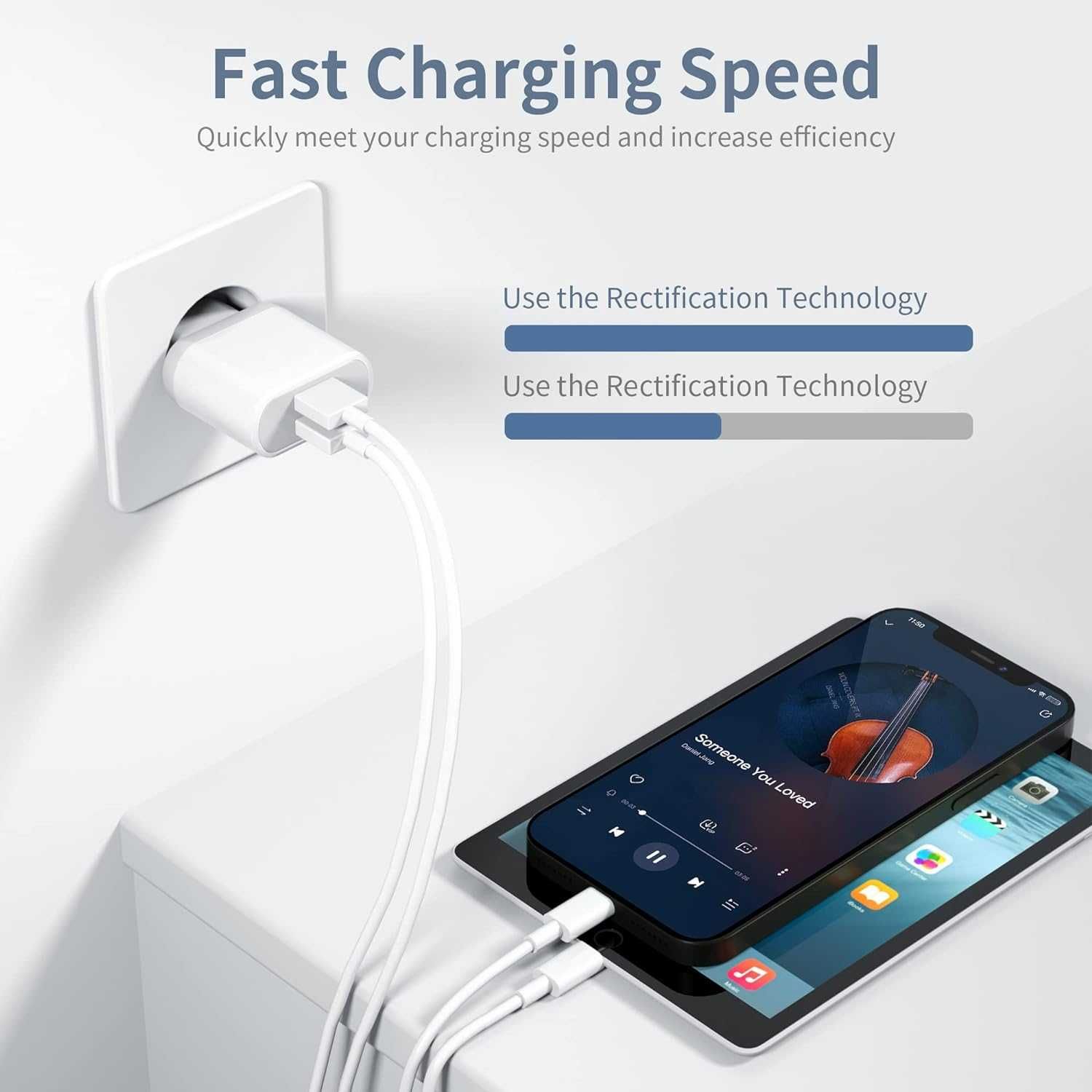Ładowarka Nisiyama 2xUSB kabel Apple 2m 2,1A SPP755