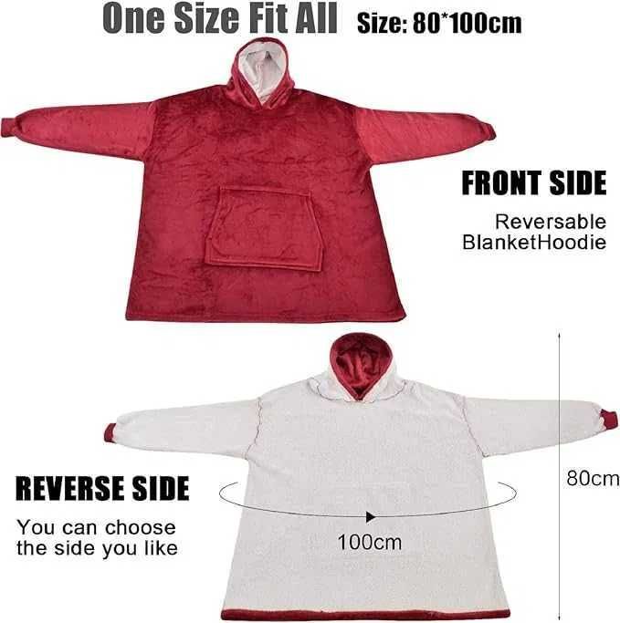 Bluza z kapturem oversize, koc ciepła modna PREZENT