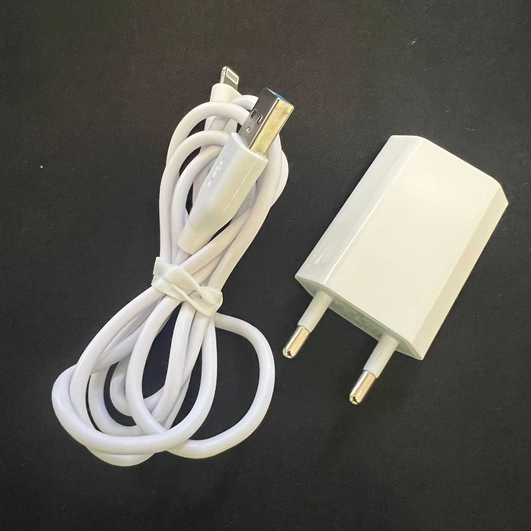 Carregador USB-A e cabo Lighting para iPhone (compatíveis)