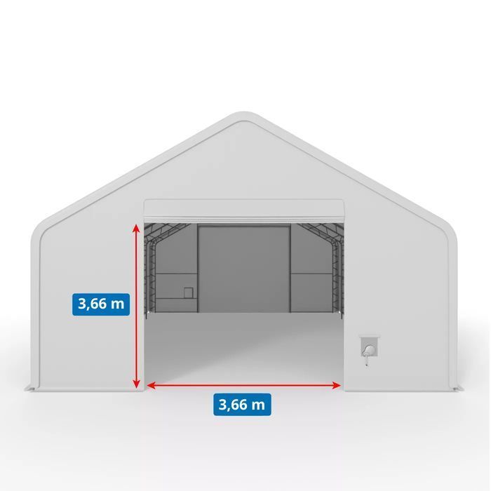 Hala namiotowa 6,1x9,76 m – Dwuspadowy dach, PVC 750g/m2