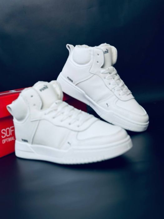 Зимние женские кросовки бренду Puma/ белые красовки на зиму пума