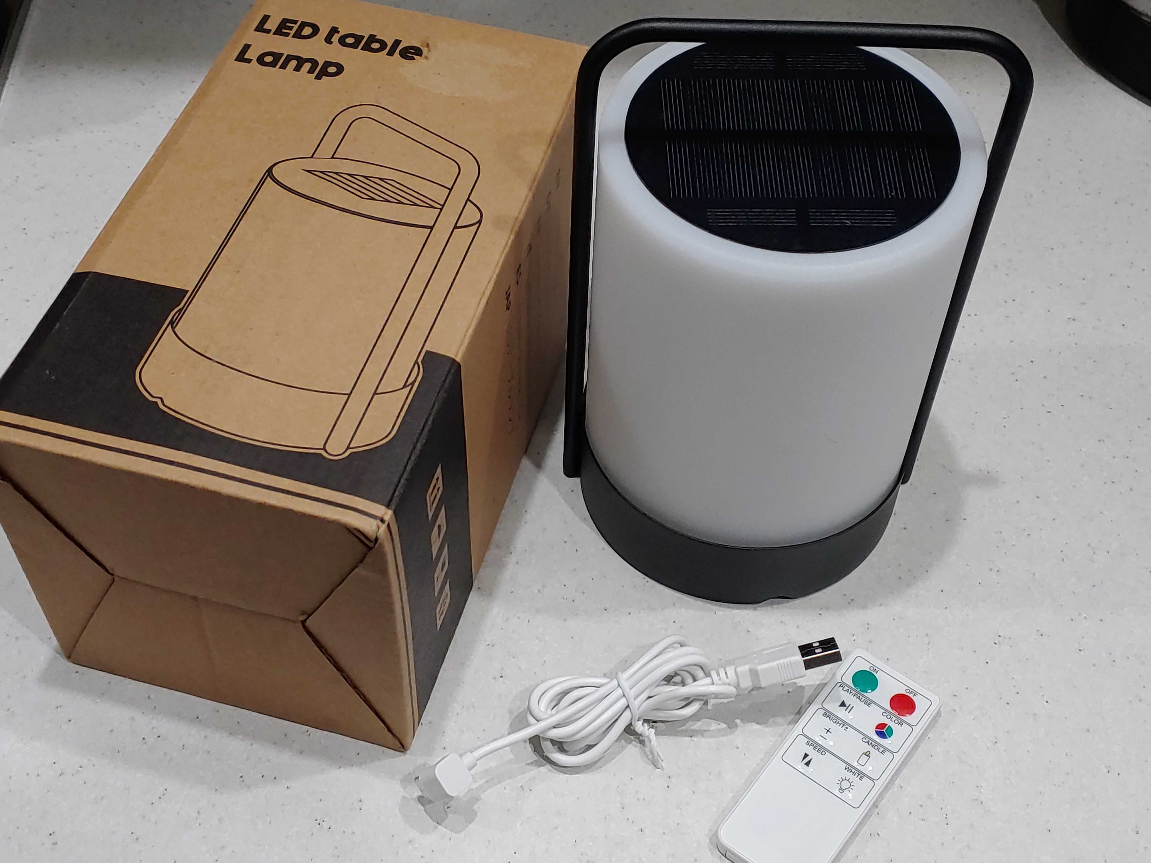 Аккум.настольная лампа с дист.управ солнечная зарядка и зарядка от USB