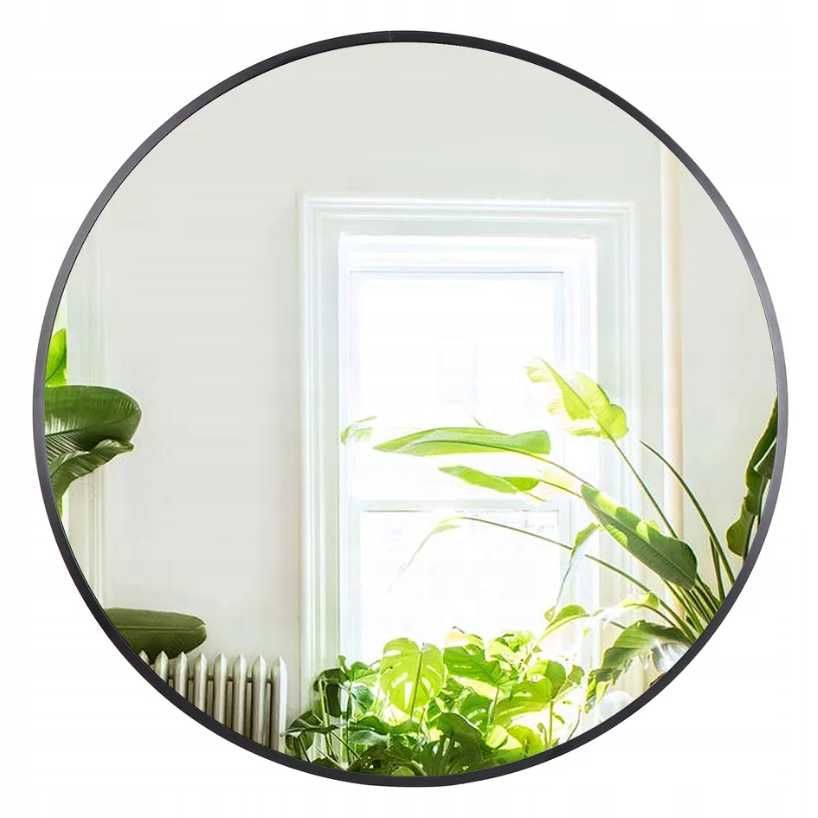 Nowoczesne LUSTRO OKRĄGŁE 60cm Loft Czarne Wiszące Metalowe (-20%)