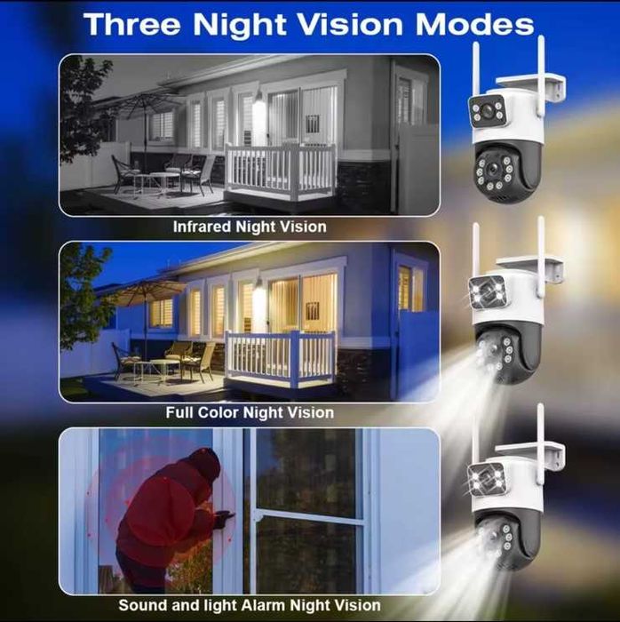 Високоякісна 8MP вулична WiFi камера P6-QQ6 з двома об’єктивами icsee