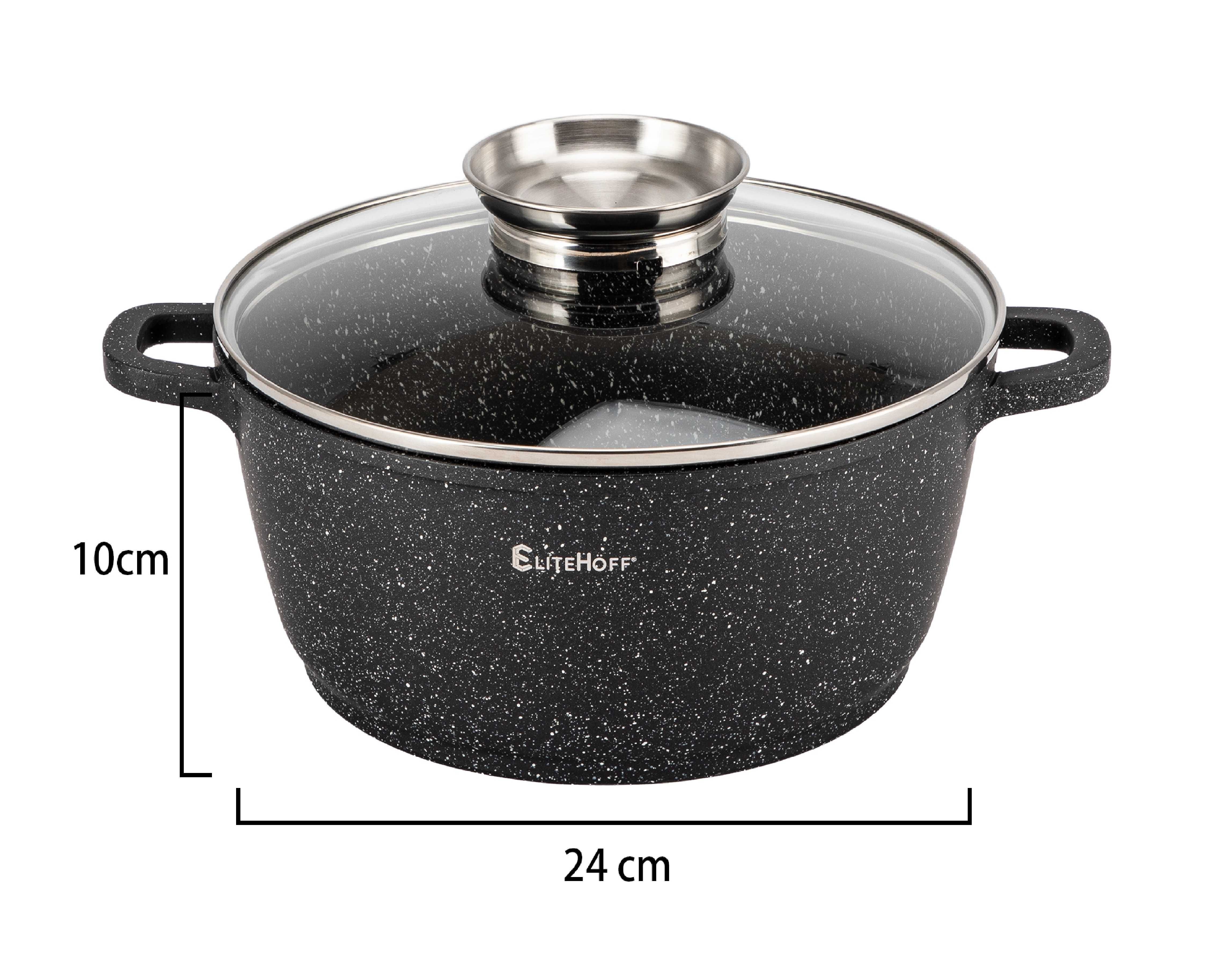 Garnek Marmurowy z Powłoką Gaz Indukcja 4,5L  24CM Elitehoff E-7015