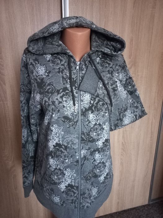 XXL 80% bawełny, bluza z kapturem w kwiaty