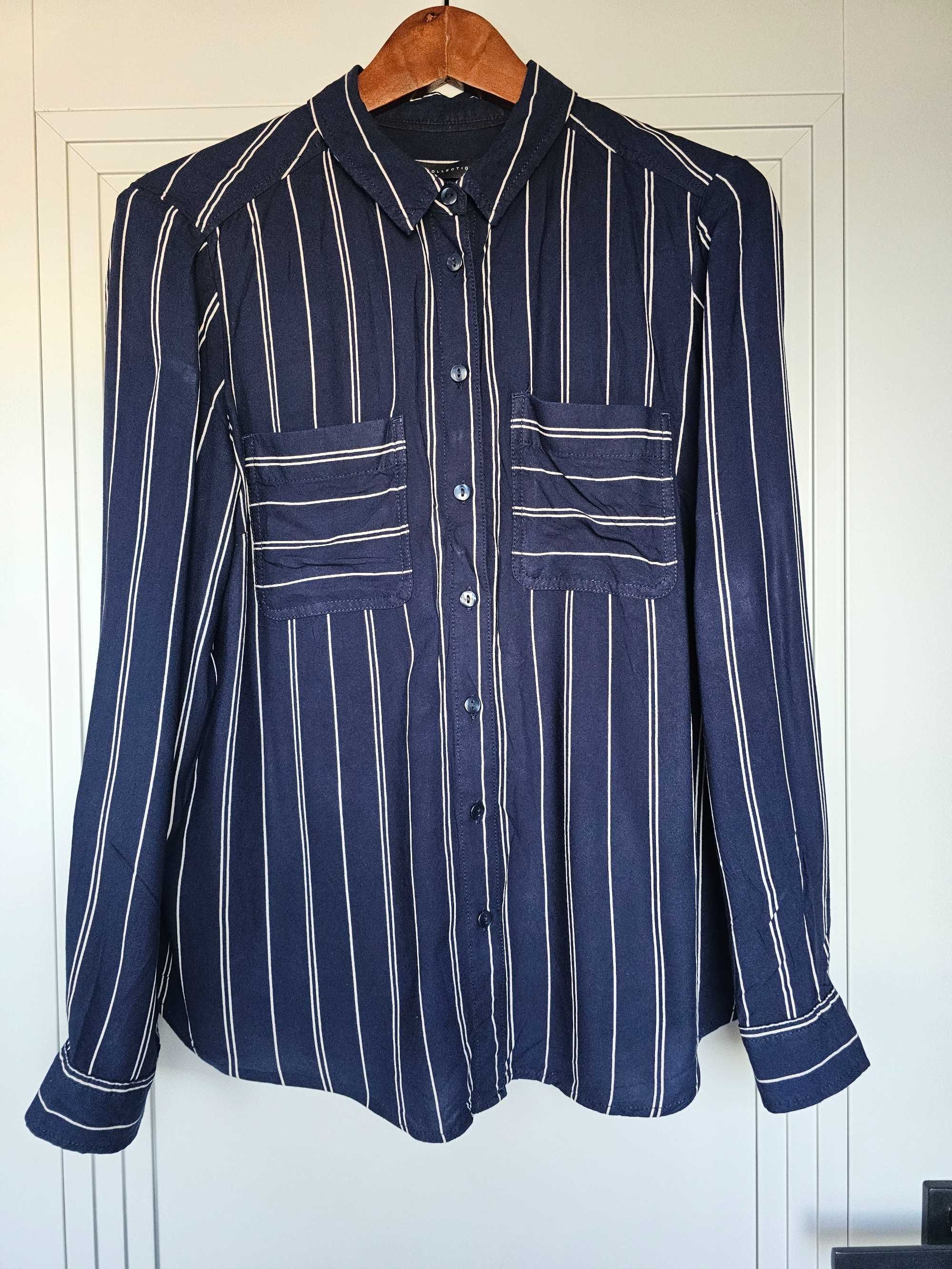 M&S Collection damska koszula w paski kieszenie 100% wiskoza XXL