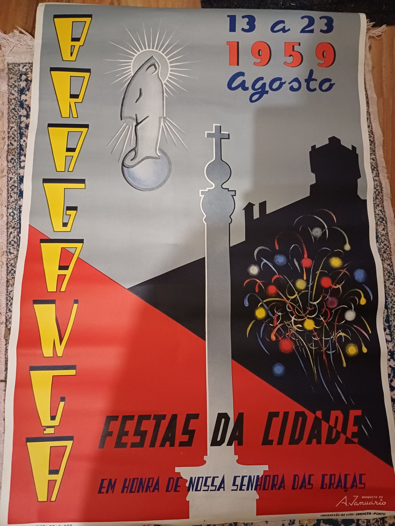 Cartaz litografico das festas da cidade de Bragança