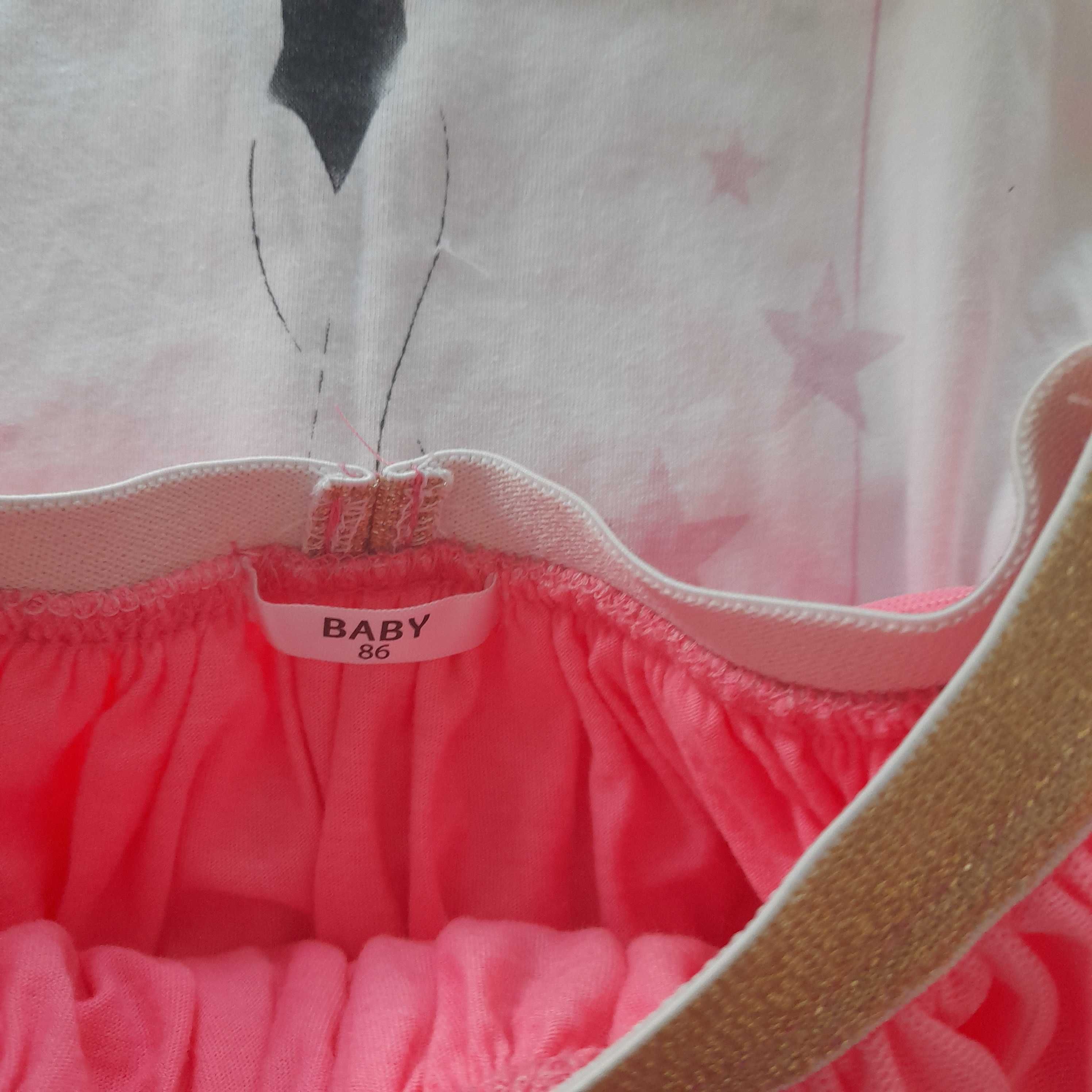 Spódniczka + bluzeczka r. 86 dziewczynka różowa