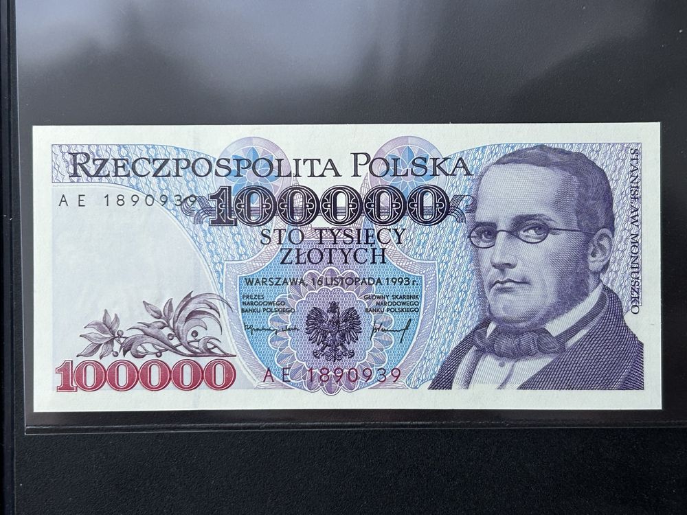 Banknot 100 000 zł złotych 1993 Stan I