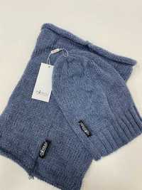 Komplet czapka + komin golf Minouu jeans ciemno niebieski