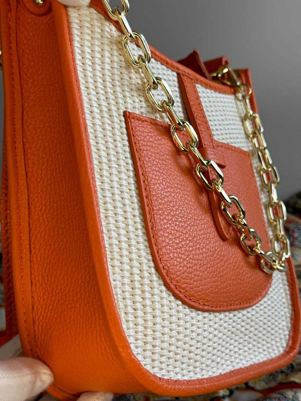 Жіноча сумочка крос-боді з натуральної шкіри (оранж)