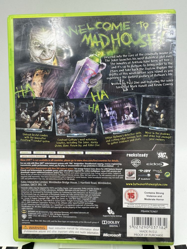 Batman Arkham Asylum Xbox 360 Gwarancja