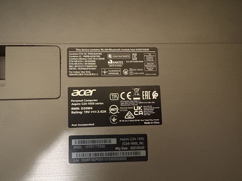 Komputer AIO Acer C24-165 i5 1135G7 uszkodzony