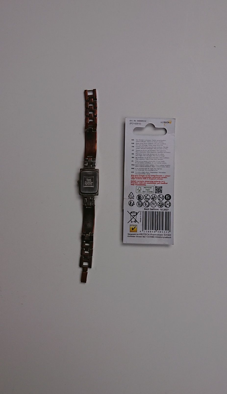 Zegarek kwarcowy Yves Rocher metalowa bransoleta nowa bateria sprawny