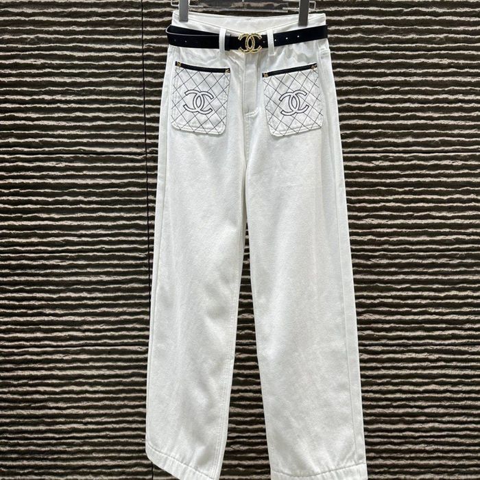 Утеплені джинси Chanel з ременем  прямі преміум якість