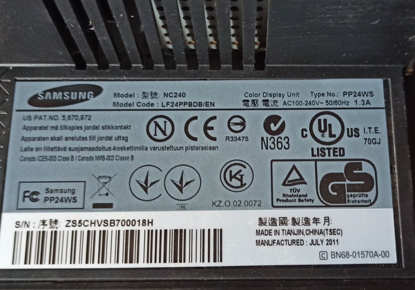 Monitor LCD Samsung NC240 24 "