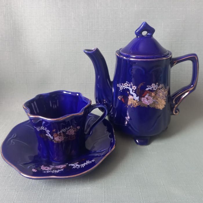 Filiżanka i czajniczek- chińska porcelana, kobalt