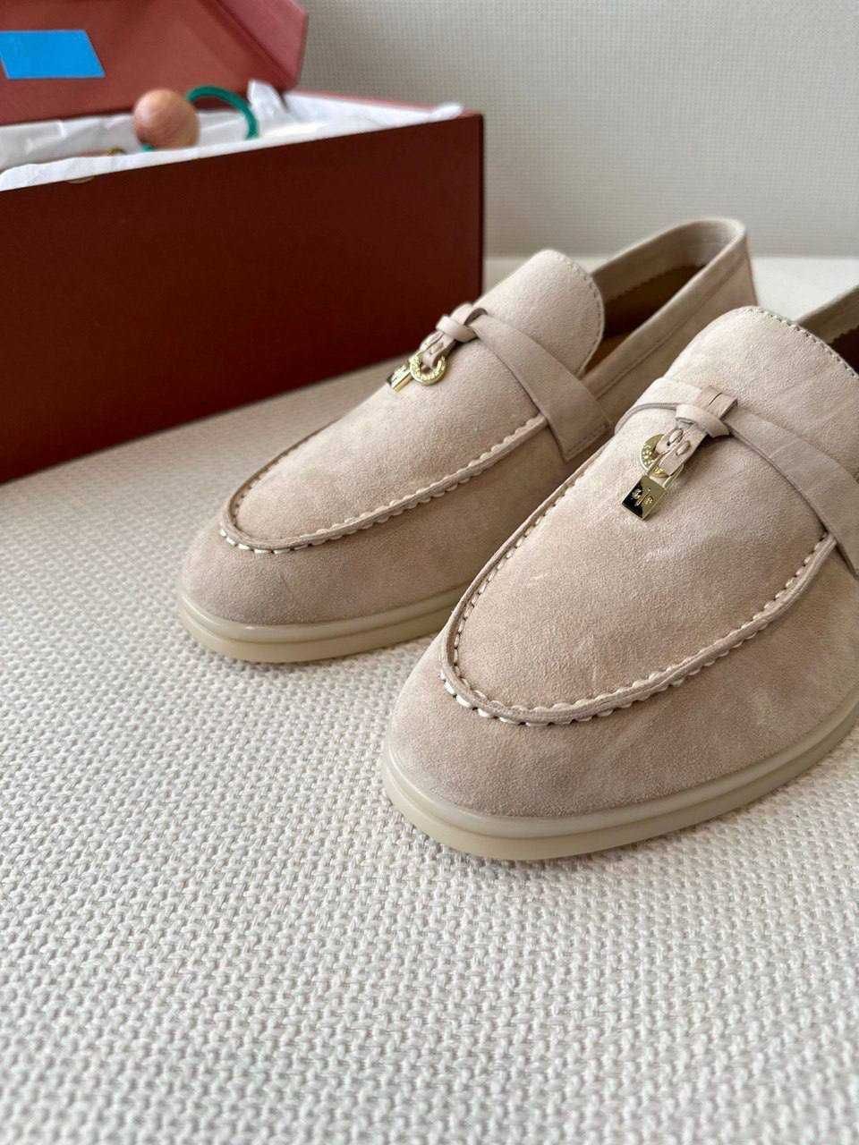 Женские бежевые лоферы Loro Piana Summer Walk лофери Лоро Пиана Пиано