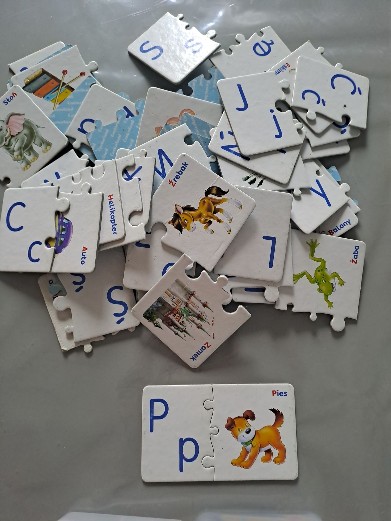 Gra Nauka liter i liczb stempelki puzzle 6 elementów pieczątki magnesy