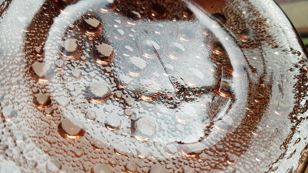 Zestaw: talerz + 6x talerzyk ASTEROID, Ząbkowice, kolorowe szkło PRL