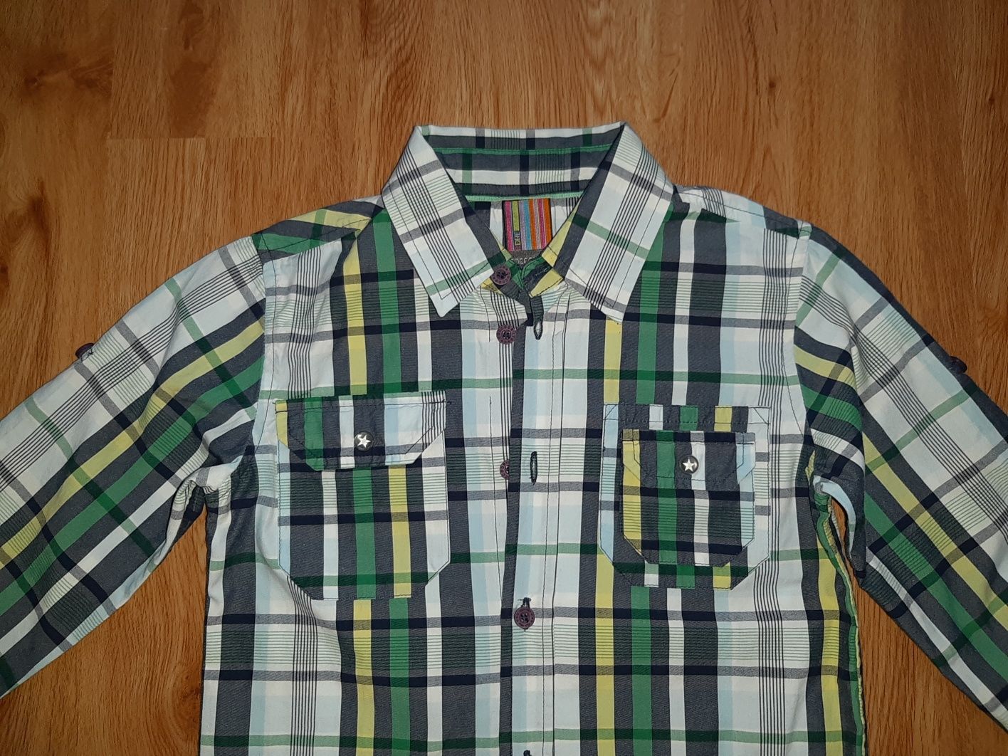 Koszula w kratę 116 cm Coccodrillo w kratkę z długimi rękawami